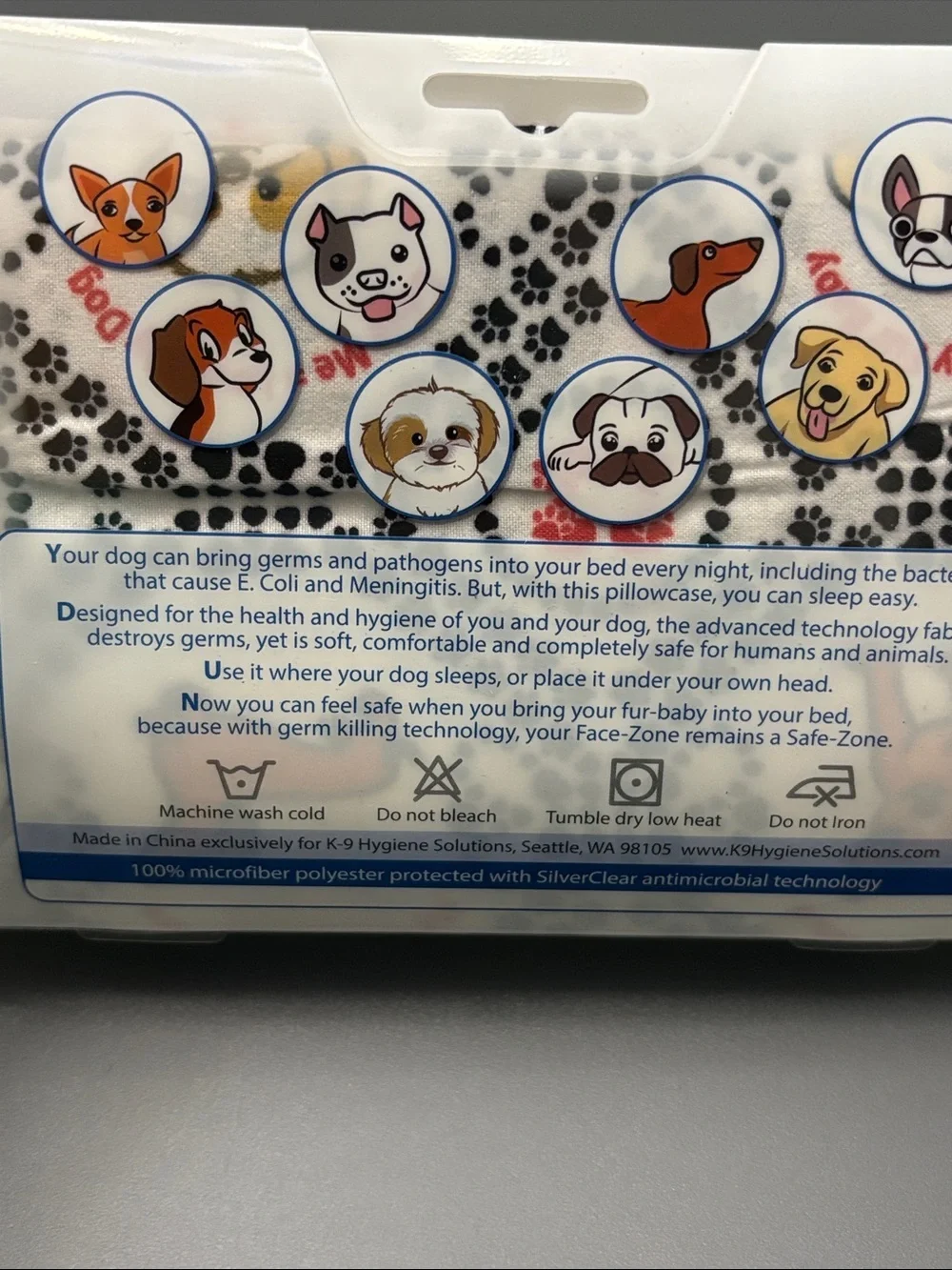 Germ Resistant Pillowcase for pillows shared with dogs antibacterial 20”x30” - 2